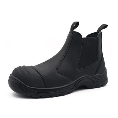 kupować Czarny buty Chelsea Praca Mężczyźni Stalowe palce Inżynier buty Crazy Horse Skóra online manufacture