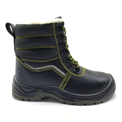 kupować Mężczyźni Czarna Skóra Stalowe Buty Przeciw-Punktury Wysokie Top Buty Bezpieczeństwa Na Zimą online manufacture