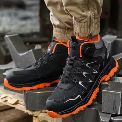 kupować Pomarańczowe buty z mikrofibry dla mężczyzn, buty z żelaza, buty z Kevlar, buty anty-smashing online manufacture