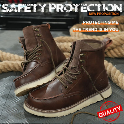 kupować Brązowa gumowa podeszwa z kości krowiej buty bezpieczeństwa buty stalowe anty rozbijające się Kevlar anty-proof online manufacture
