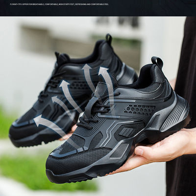 kupować Wytrzymałe czarne buty ochronne z niestandardowym logo, z oddychającą dzianiną TPU i podeszwą środkową z kevlaru online manufacture