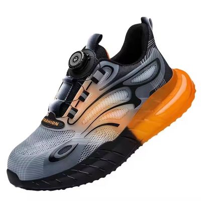 kupować Summer BOA Rotating Button Work Shoes KPU Flying Knit Comfortable Safety Shoes Kevlar Anti-stab TPU Popcorn Shoe Sole Work Shoes online manufacture