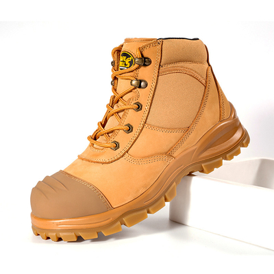 kupować Buty robocze OEM Wheat Nucuck Safety Boots ze stalowym noskiem i stalową wkładką, podeszwa PU+TPU, buty robocze ochronne online manufacture