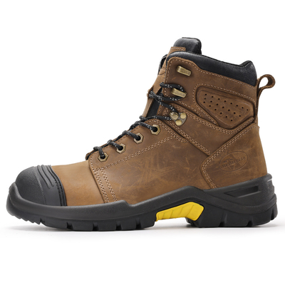 kupować Brown Microfiber Leather Security Work Boots with European Standard Steel Toe and Custom Logo Box Packaging online manufacture