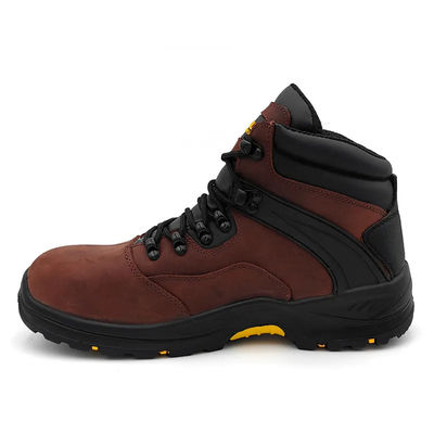 Brązowe buty skórzane Crazy Horse Buty ochronne S3