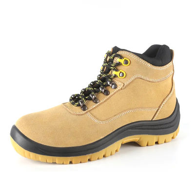 Żółte Buty Bezpieczeństwa Przemysłowego Nubuck Skóra Stalowe Palce Las Buty Bezpieczeństwa Antystatyczne