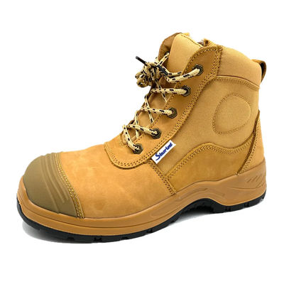 Żółte buty ochronne, buty przemysłowe, nubuck, buty ze skórą, z palcem stalowym