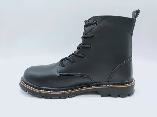Mężczyźni Wysoki Szczyt Buty Robocze Czarne Modne Buty Skórzane Odporne na poślizg