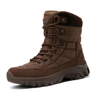 Brązowe buty taktyczne, wygodne męskie buty na pustynię.