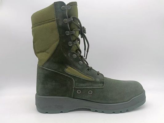 Buty bezpieczeństwa taktycznego zielone, z wysokim szczytem, ze skóry suedy, oddychające