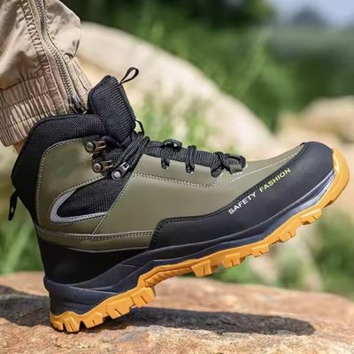 Czarne, zielone buty ochronne, niepoślizgowe, z mikrofibry skórzane, buty ochronne