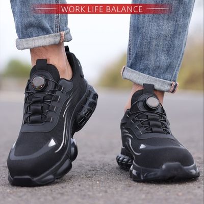 Buty bezpieczeństwa przemysłowego Czarne buty z dzianiną, buty BOA Button Safety Shoes TPU Work Shoes Midsole Kevlar