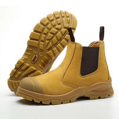 Buty ochronne z pszenicy Prawdziwa skóra z skóry krowiej Buty ochronne Pu+tpu Sole Steel Toe Anti-smashing Steel Plate Anti-proof Work Shoes