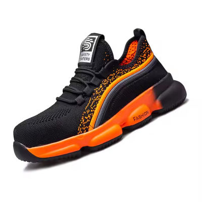 Wygodne buty bezpieczeństwa Kevlar Mid Sole Anti-Stab Work Buty oddychające Latające dzianiny Buty bezpieczeństwa Stalowe palce przeciwmarszczowe Pu podeszwa