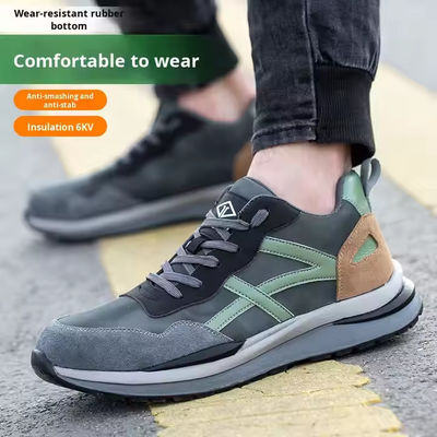 Buty robocze Kevlar Gumowa podeszwa Suede Mikrofiber Budownictwo Buty bezpieczeństwa Standardowe Stalowe Palce Przeciwko Smashing