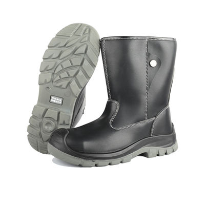 OEM Czarne wysokie buty robocze ze skóry mikrofibry z zabezpieczeniami, ze stalowym noskiem zgodnym z normą EN i odporną na przebicie podeszwą środkową